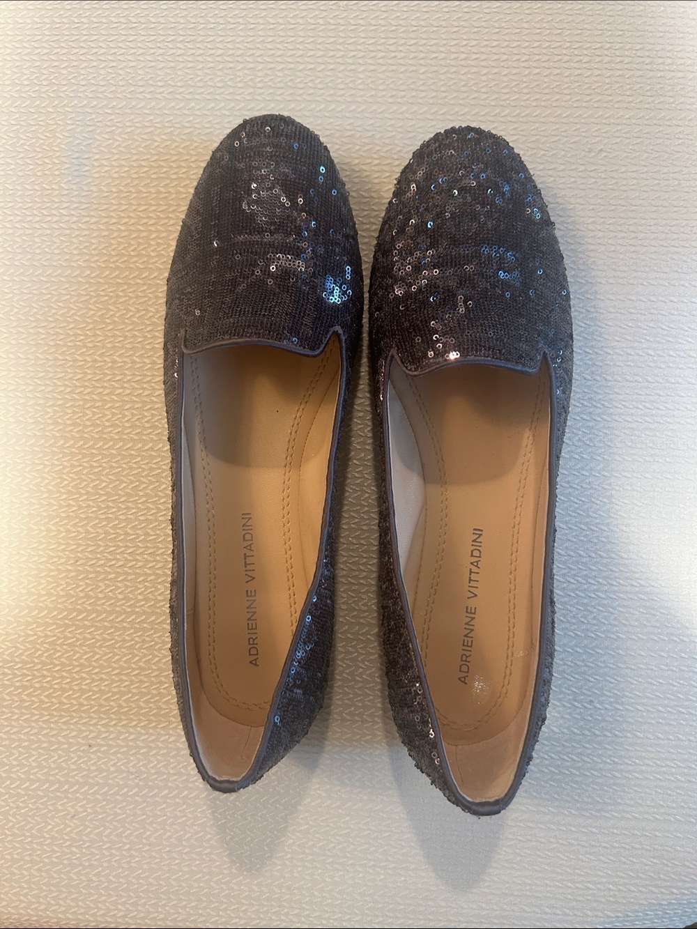 Adrienne Vittadini Black Sequin Slip-On Flats